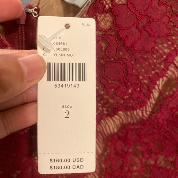 NWT Maeve Anthropologie Maroon Lace Lined Peplum Top - Picture 10 of 12